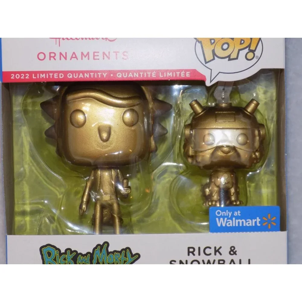 Funko POP! Rick and Morty - RICK & SNOWBALL Hallmark Christmas Ornament (Gold) - Picture 6 of 8